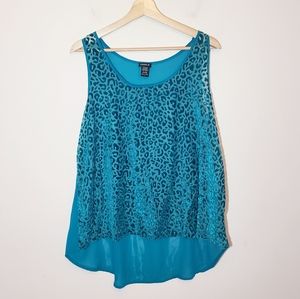 Torrid Teal Sheer Cheetah Print Tank